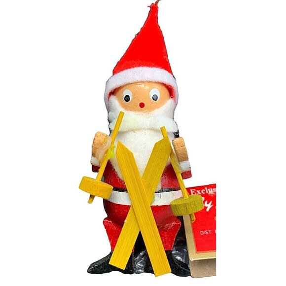 Silvestri Wooden Skiing Santa Christmas Ornament - New in Package Hand Paint - Picture 4 of 9